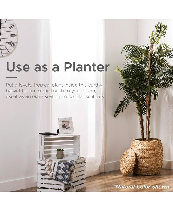 Best Choice Products Vintage Multipurpose Hyacinth Storage Organizer Tote Basket w/ Lid - White - NO SIZE 1746