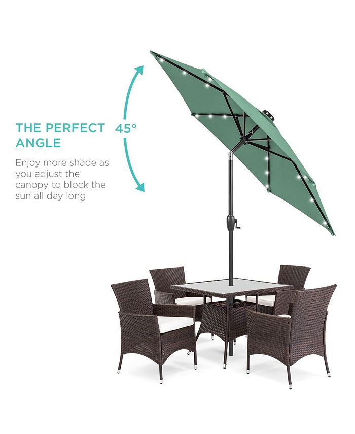 Best Choice Products 7.5ft Outdoor Solar Patio Umbrella for Deck, Pool w/ Tilt, Crank, LED Lights - Green - No Size -F3-1977