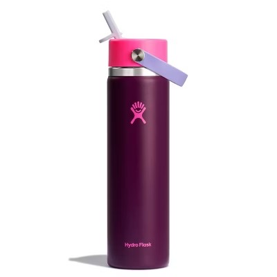 Hydro Flask 24oz Wide Mouth Flex Straw Water Bottle Sugar Plum: Vacuum-Insulated, Leakproof, Dishwasher-Safe - C7 - 1569