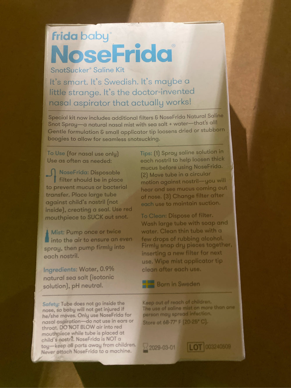 Frida Baby Baby Nasal Aspirator NoseFrida The Snotsucker All-Natural Saline - L10 - 248
