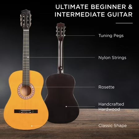 Best Choice Products 38in Beginner Acoustic Guitar Starter Kit w/ Gig Bag, Strap, Extra Strings - Natural - E7 - 1029 -F1-1616