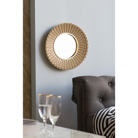 A&B Home Round Wall Mirror 19" Gold Circle Wall Mounted Mirror for Bathroom Bedroom Living Room Washroom - A12 - 700