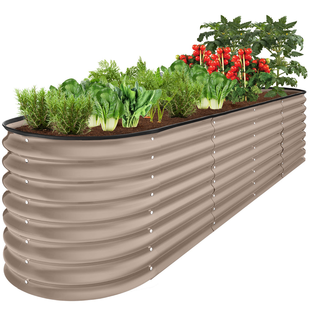 8 Ft. X 2 Ft. X 2 Ft. Taupe Oval Steel Raised Garden Bed Planter Box for Vegetables, Flowers, Herbs 1982