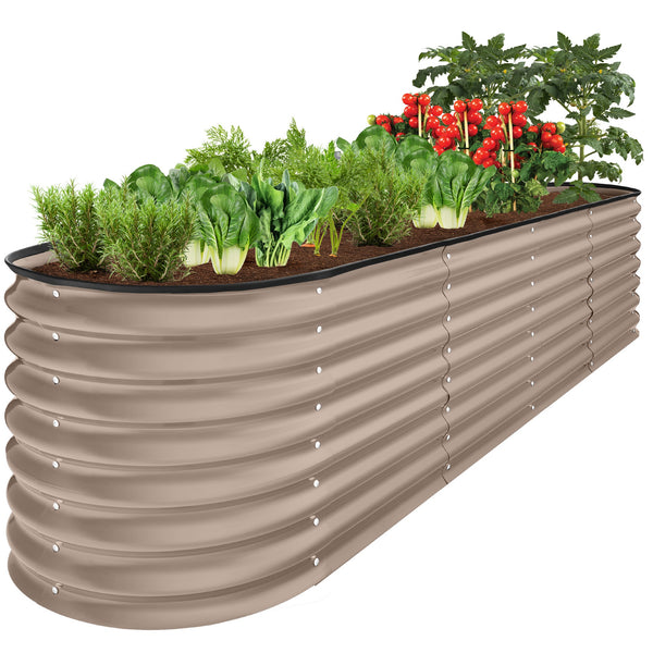 8 Ft. X 2 Ft. X 2 Ft. Taupe Oval Steel Raised Garden Bed Planter Box for Vegetables, Flowers, Herbs 1982