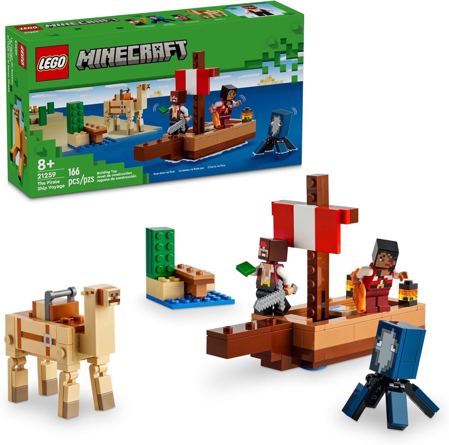 LEGO Minecraft The Pirate Ship Voyage, Boat Toy Pl