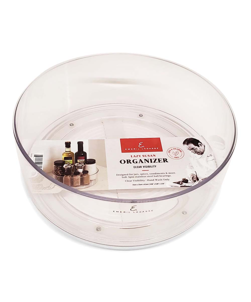 Clear 9' Round High-Wall Rotating Tray Organizer -F10-1872