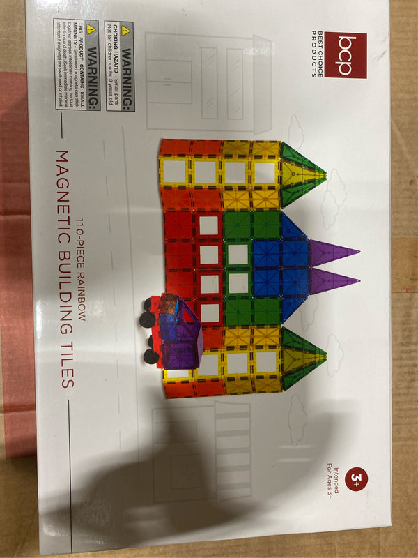 Best Choice Products 110-Piece Kids Magnetic Tiles Set Construction Building Blocks Educational STEM Toy with Case - K8 - 1594