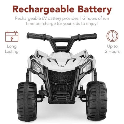 Best Choice Products 6V Kids Ride-On 4-Wheeler Quad ATV Car w/ 1.8mph Max Speed, Treaded Tires - white -K4-0046