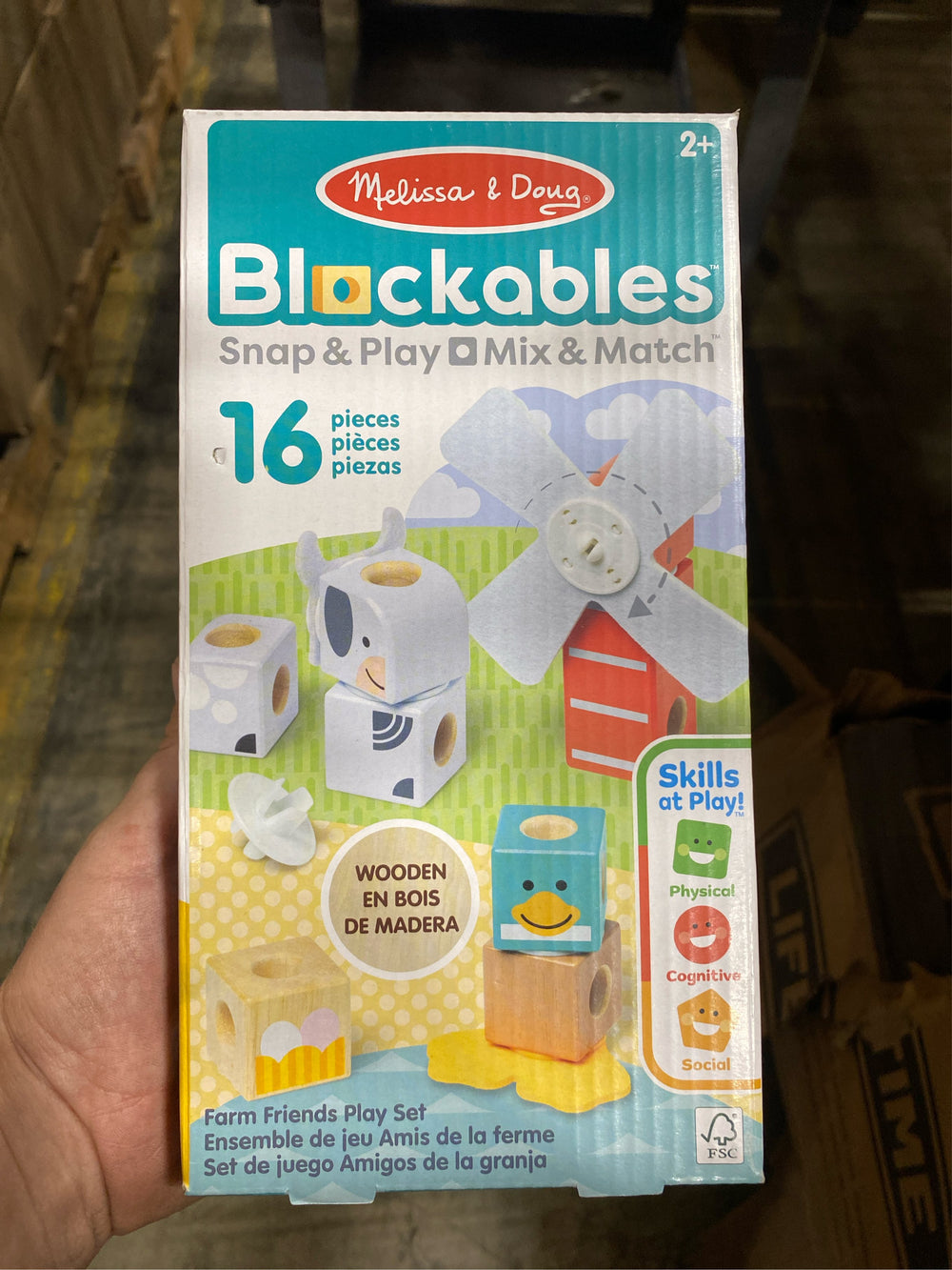 Melissa & Doug Blockables Farm Friends Snap And Play, Mix And Match Connectable Wooden Building Blocks Play Set - 16Pc: Includes Animal Figures - E13 - 316