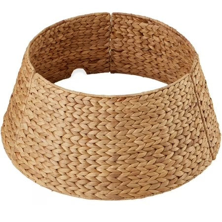 Best Choice Products 24in Woven Hyacinth Christmas Tree Collar, Tree Skirt Accessory w/ Cord Cut-Out - Natural -E2-1648