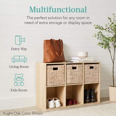 Best Choice Products 6-Cube Bookshelf, 11in Display Storage System, Organizer w/ Removable Back Panels - Black - C6 - 1412
