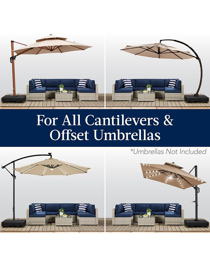 Best Choice Products Heavy-Duty Outdoor Cantilever Base Stand w/ Wheels, Locks, Fillable 330lb Capacity - Black - M10 - 1972