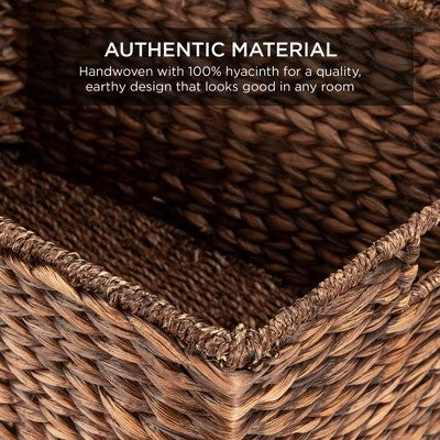 Best Choice Products Set of 2 XL Water Hyacinth Woven Tapered Storage Basket Chests w/ Attached Lid, Handle Hole - C1 - 992