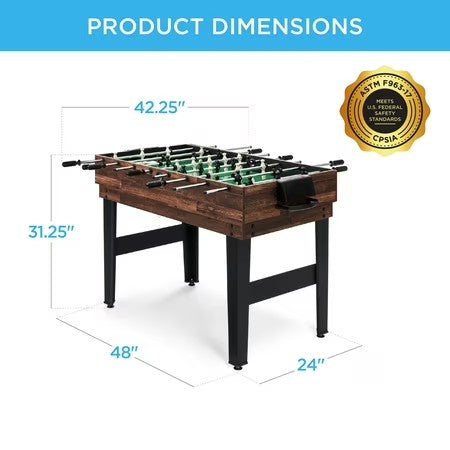 Best Choice Products 2x4ft 10-in-1 Combo Game Table Set w/ Hockey, Foosball, Pool, Shuffleboard, Ping Pong - Dark Wood -H3-1967