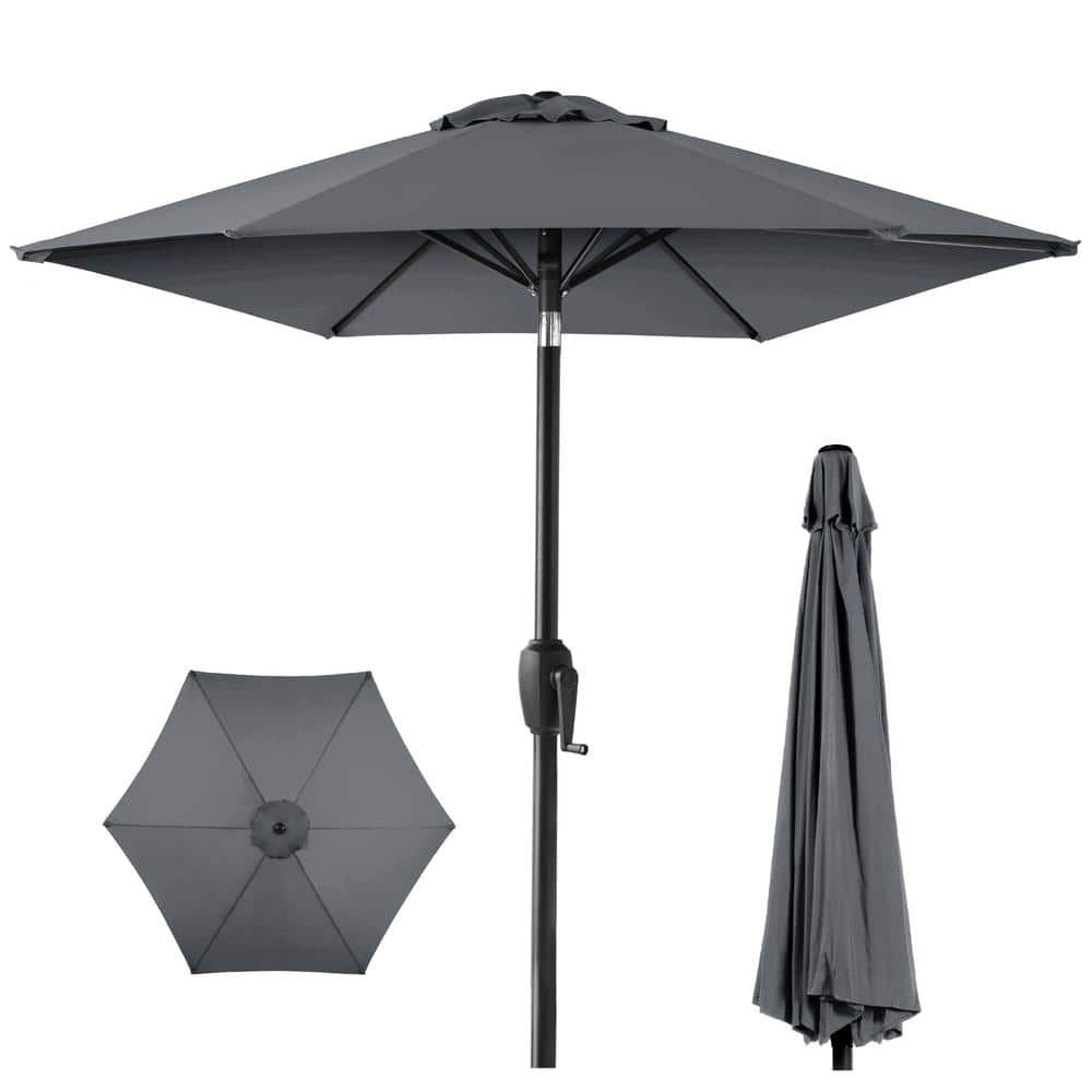 Slate 7.5 Ft. Outdoor Market Patio Umbrella with Crank and Tilt - K10 - 1920