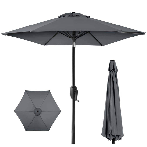 Slate 7.5 Ft. Outdoor Market Patio Umbrella with Crank and Tilt - K10 - 1920