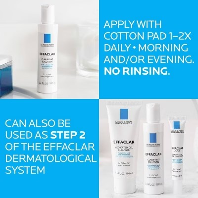 La Roche Posay Effaclar Face Salicylic Acid Toner Clarifying Solution with Medicated Formula - 6.76oz -L4-1500