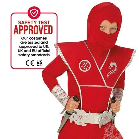 Morph Kids Red Ninja Costume Toys Boys Girls Samurai Warrior Fancy Dress Book Week Halloween Red M 1310