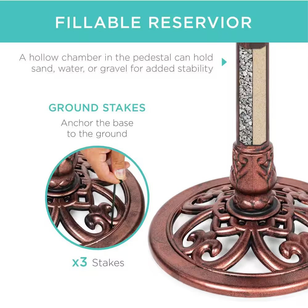 Rustic Apricot Birdbath -A4-0473