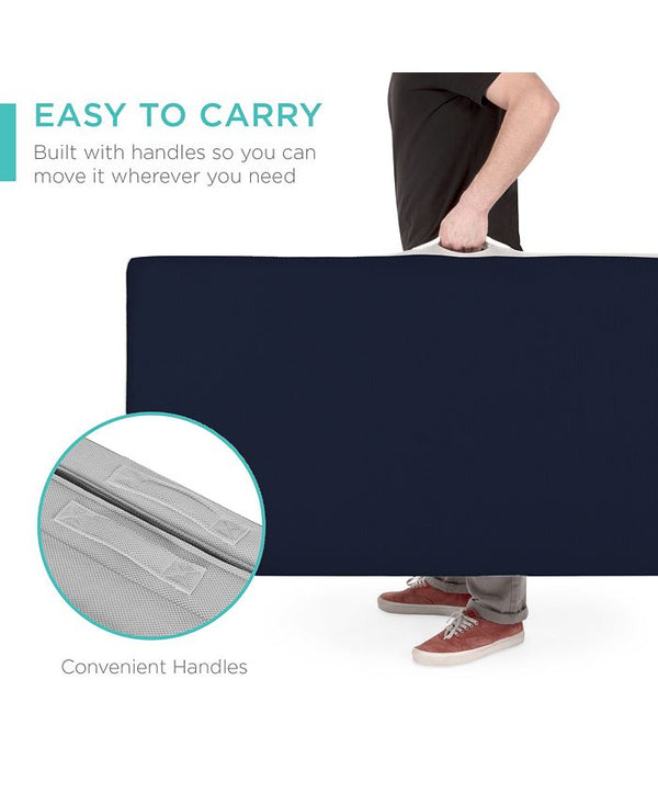 Best Choice Products 4in Thick Folding Portable Midnight Blue Mattress Topper w/ Carry Case, Washable Cover - Blue - Twin XL - C1 - 998