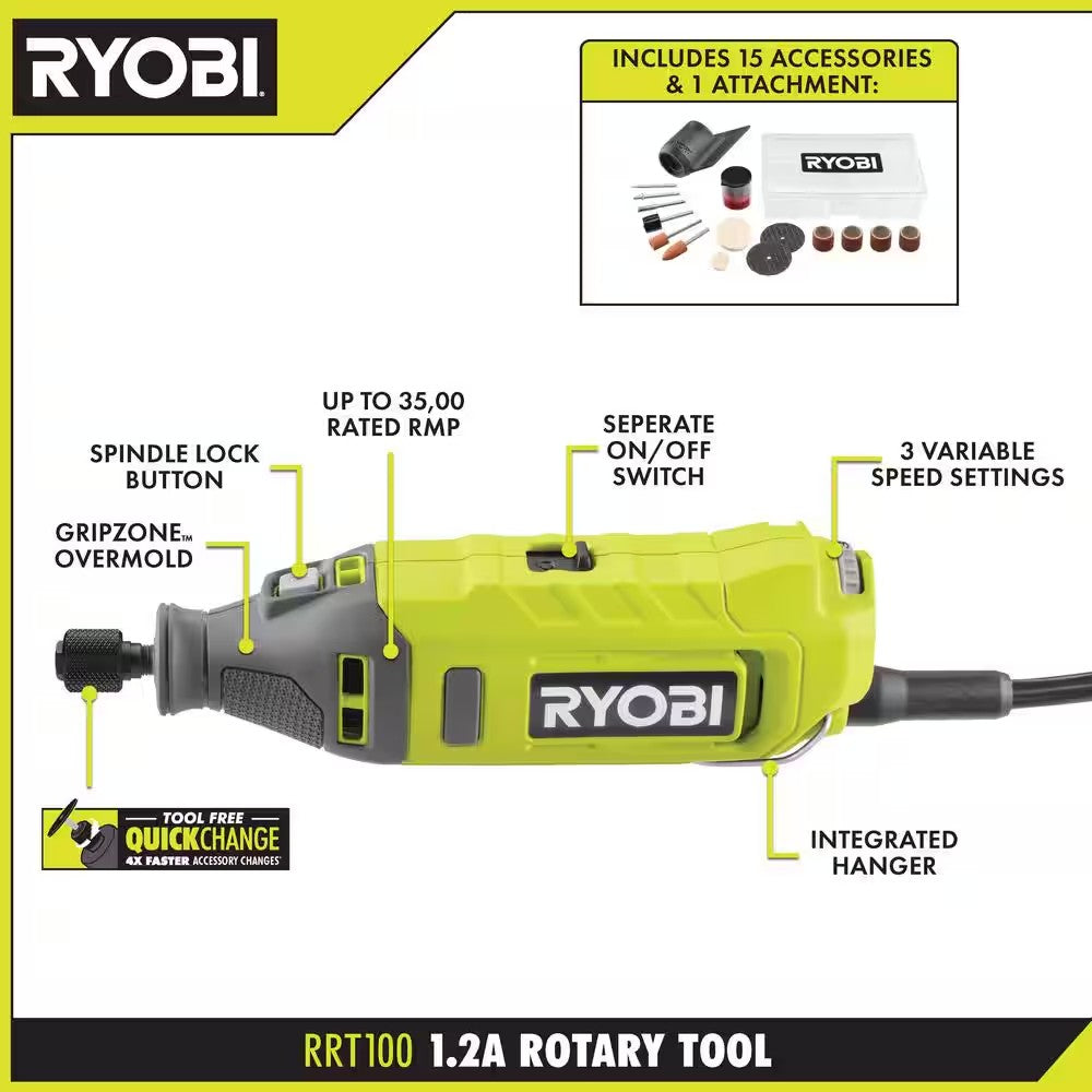 RYOBI 1.2 Amp Corded Rotary Tool 1666
