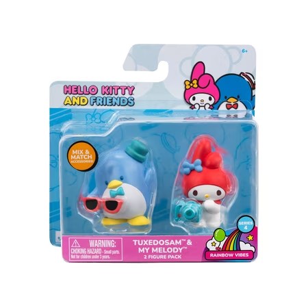 Hello Kitty and Friends - 2 inch 2 Figure Pack - Rainbow Vibes - Tuxedosam Sunglasses, My Melody Camera - F8 - 1909