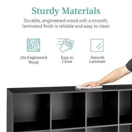 Best Choice Products 8-Cube Bookshelf, 11in Display Storage System, Organizer w/ Removable Back Panels - Black - B14 - 1498