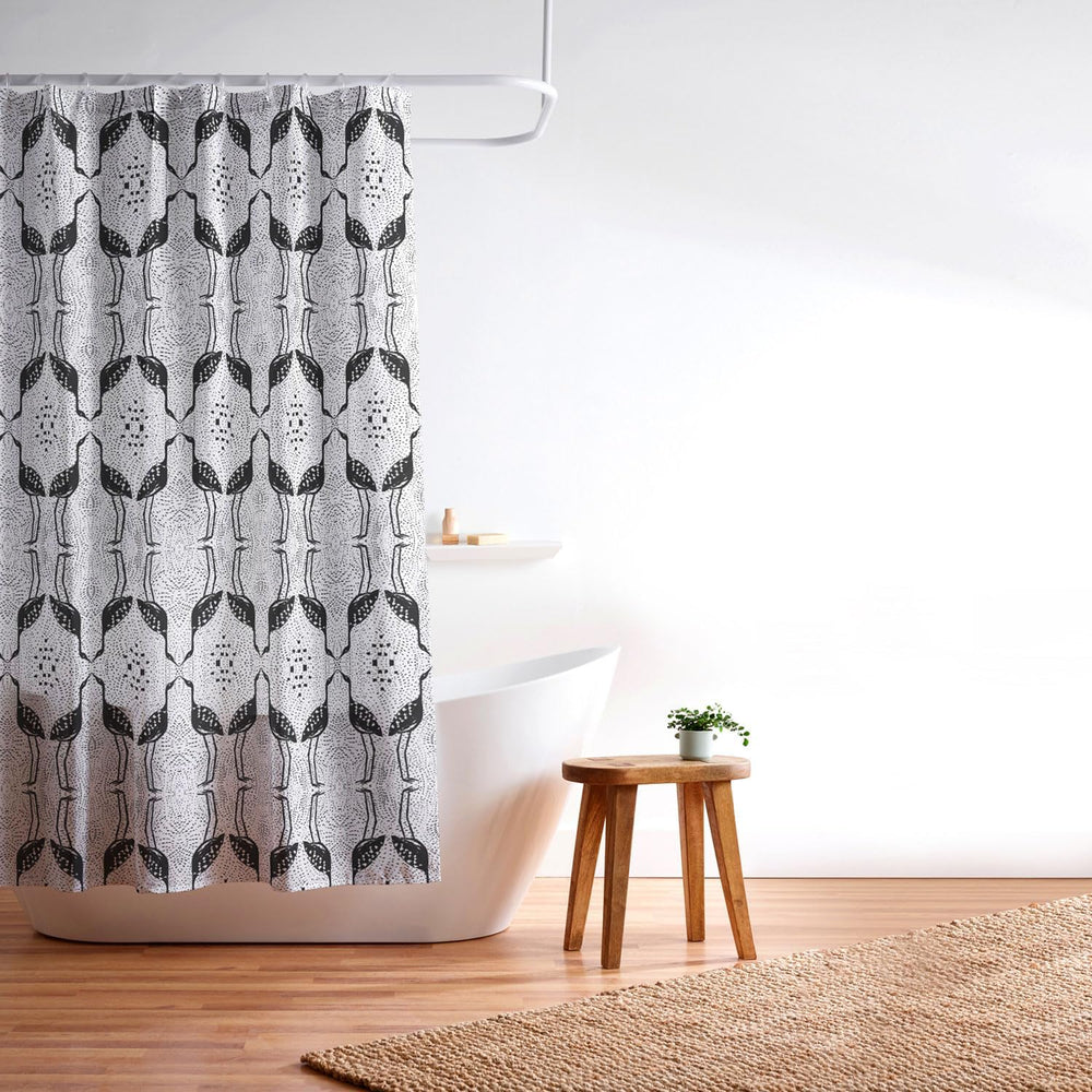 Society6 Shower Curtain - Bathroom Decor by Alison Janssen - Extra Long Fabric Shower Curtains for Bathroom, 72" x 69", Elegant Bird On Spots 1314