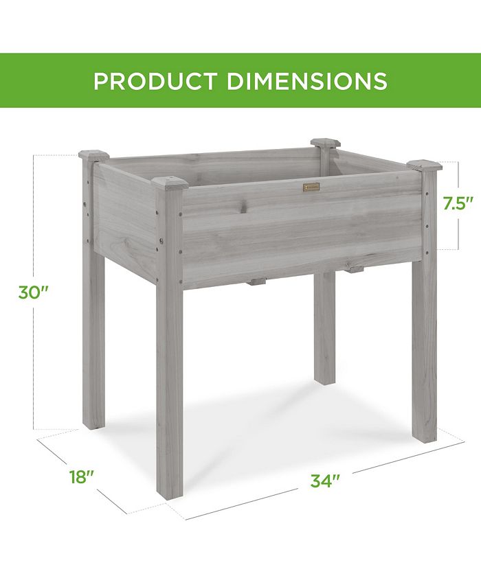 Best Choice Products 34x18x30in Raised Garden Bed, Elevated Wood Planter Box for Kids, Patio w/ Bed Liner - Gray - NO SIZE -C7-0413