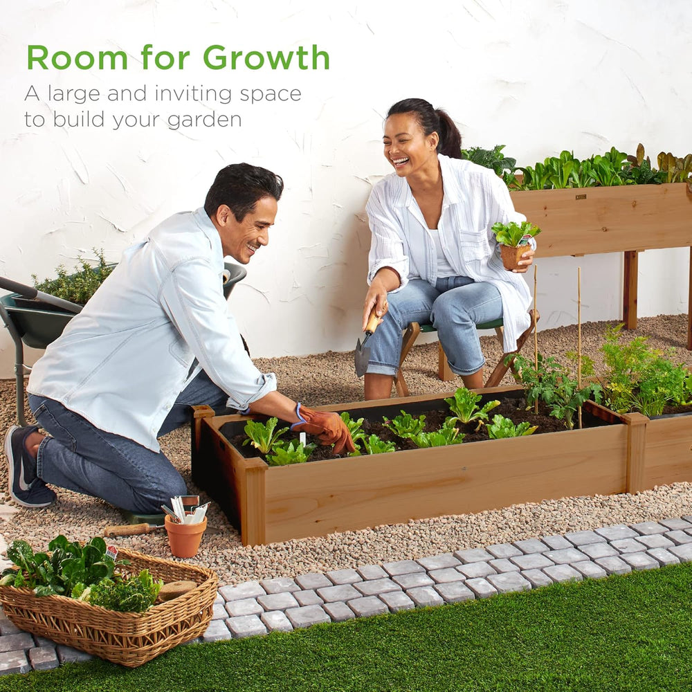 Best Choice Products 8x2ft Outdoor Wooden Raised Garden Bed Planter for Vegetables, Grass, Lawn, Yard - Acorn Brown F3 - 1629