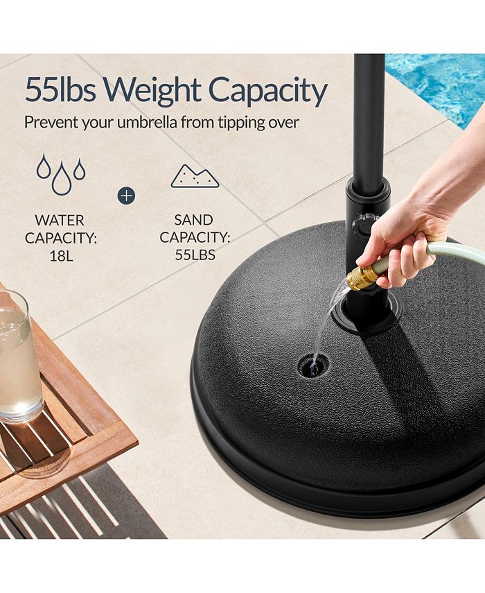 Best Choice Products Fillable Plastic Patio Umbrella Base Stand, Pole Holder w/ Adjustment Knob, Round Dome - Black -E5-1971