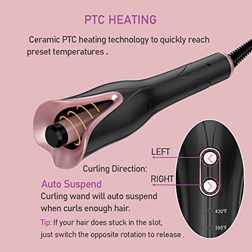 Upgrade Automatic Hair Curler,BEJARM Rotating Curling Iron with 1" Large Barrel Ideal for Mid Length to Longer Hair, Auto Curling Wand with Anti-Scald 1963