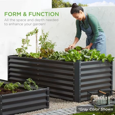 Best Choice Products 6x3x2ft Outdoor Metal Raised Garden Bed for Vegetables Flowers Herbs - Mist Green -H2-1993