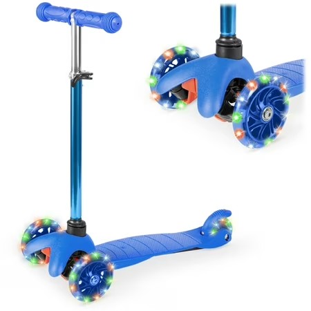 Best Choice Products Kids Mini Kick Scooter Toy w/ Light-Up Wheels and Height Adjustable T-Bar - Blue 1733