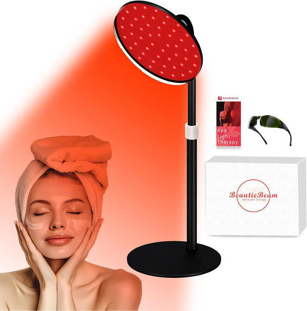 Red Light Therapy Lamp for Face- Facial and Body Treatment with Adjustable Height Stand, 120 LEDs, 590nm, 660nm, 660nm+940nm - Alleviate Muscle Soreness, Skin Vitality, Black 1739