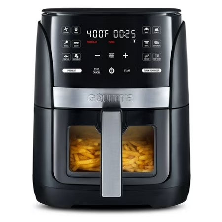 Gourmia 6-Qt Digital Window Air Fryer with 12 Presets & Guided Cooking Black - B6 - 496