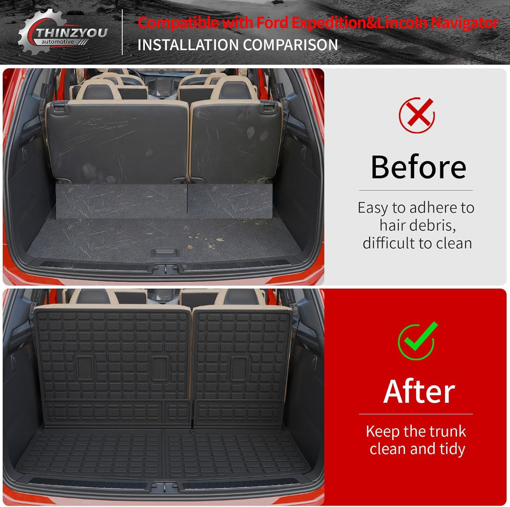 Cargo Mat Compatible with 2018-2024 Ford Expedition Lincoln Navigator (Not for Max or L Models) Cargo Liner Trunk Liner 2023 Expedition 7&8 Seats Accessories (Trunk Mat+Backrest Mats) 1945