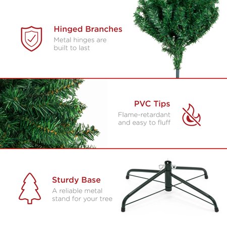Best Choice Products 4.5ft Premium Hinged Artificial Christmas Pine Tree w/ 400 Tips, Metal Base - B5 - 466