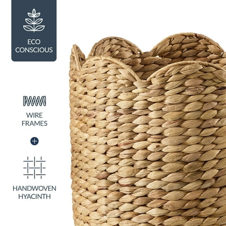 Best Choice Products Scalloped 3PC Water Hyacinth Nesting Baskets - Natural - L1 - 1364