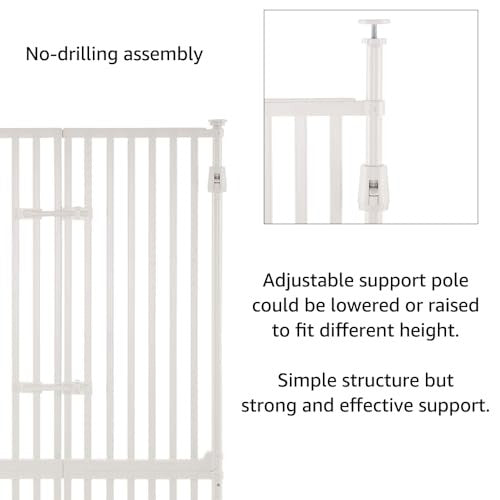 Unipaws 74 Inch High Extra Tall Cat Gate with Doors Locks Narrow Bar Spacing, Pressure Mounted 6 to 8 Feet Tall Adjustable Pet Gate, Cat Door Way Indo - A4 - 430