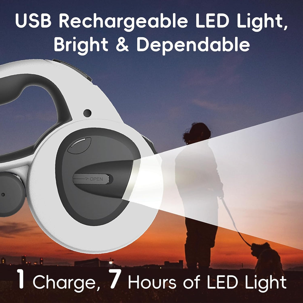 16Ft Retractable Dog Leash with LED Light, Heavy Duty Leash for Medium Dogs (20 66 lbs), 360  Tangle-Free, Built-in Poop Bag Dispenser -G8-0190