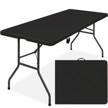 Best Choice Products 6ft Plastic Folding Table, Indoor Outdoor Heavy Duty Portable w/ Handle, Lock for Picnic - Black 1254b