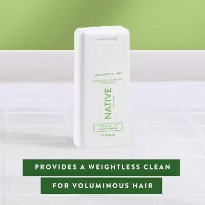 (Lot of 3) Native Travel Size Vegan Cucumber & Mint Natural Volume Conditioner, Clean, Sulfate, Paraben and Silicone Free - 3 fl oz - L9 - 133