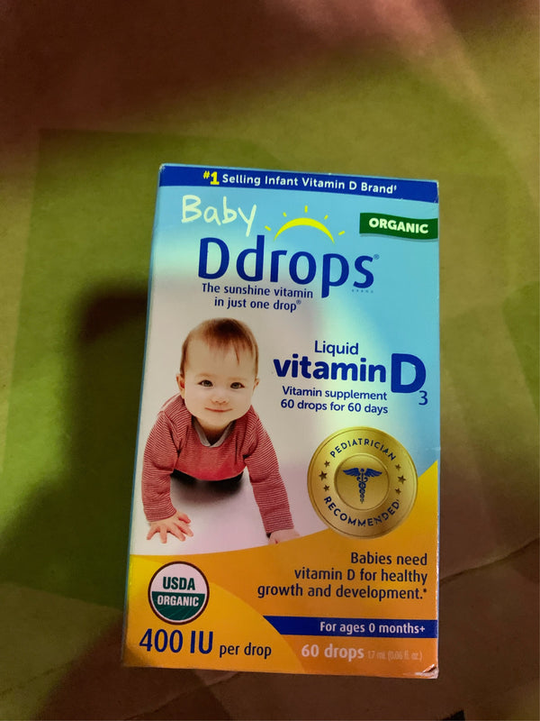 (Lot of 2) Ddrops Baby Vitamin D 400 IU Organic Liquid Drops - 0.06 fl oz -K9-0113