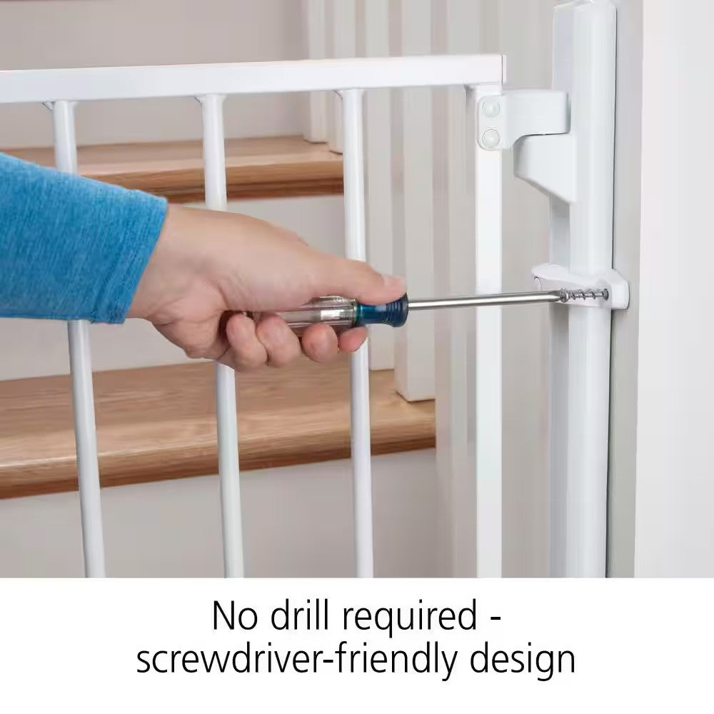Safety 1st Ready to Install 28 in. Top of Stairs Child Safety Gate in White - H14 - 1773