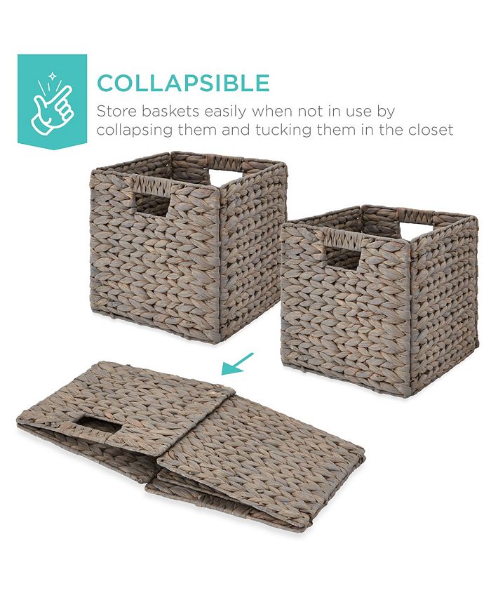 Best Choice Products 13x13in Hyacinth Storage Baskets, Set of 5 Multipurpose Collapsible Organizers - Gray - G1 - 1218