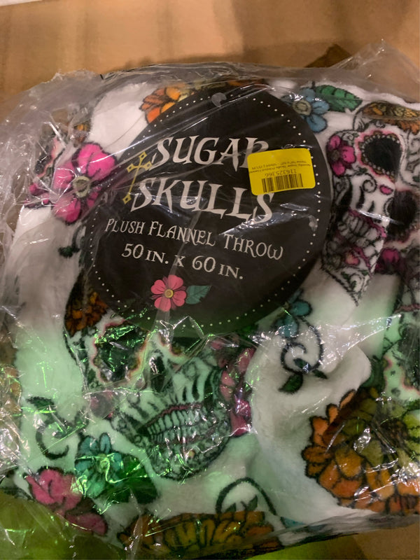 THSS166 50 X 60 in. Novelty Sugar Skulls Printed Flannel Throw - J7-0226 -J7-0227