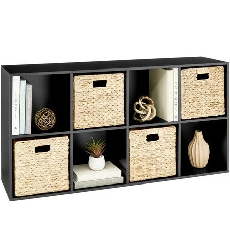 Best Choice Products 8-Cube Bookshelf, 11in Display Storage System, Organizer w/ Removable Back Panels - Black - G7 - 968