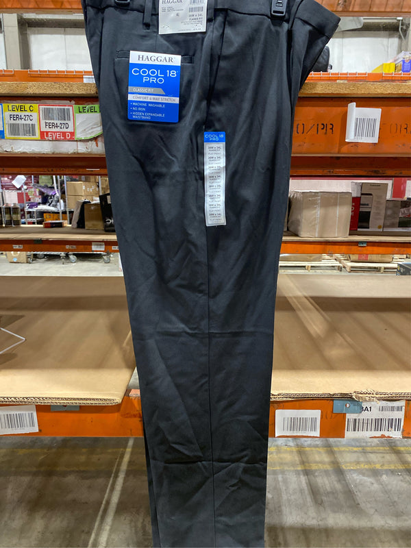 Men's Haggar  Cool 18  PRO Classic-Fit Wrinkle-Free Flat-Front Expandable Waist Pants - J7 - 1617