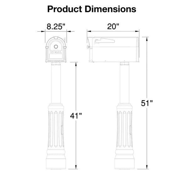 Madison Mailbox and Post Kit, Black 1920